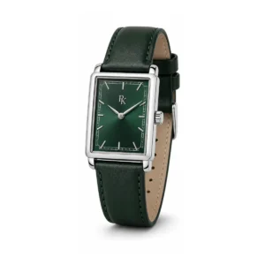 Royal Kinzy Deco 32mm Emerald Silver Square Watch