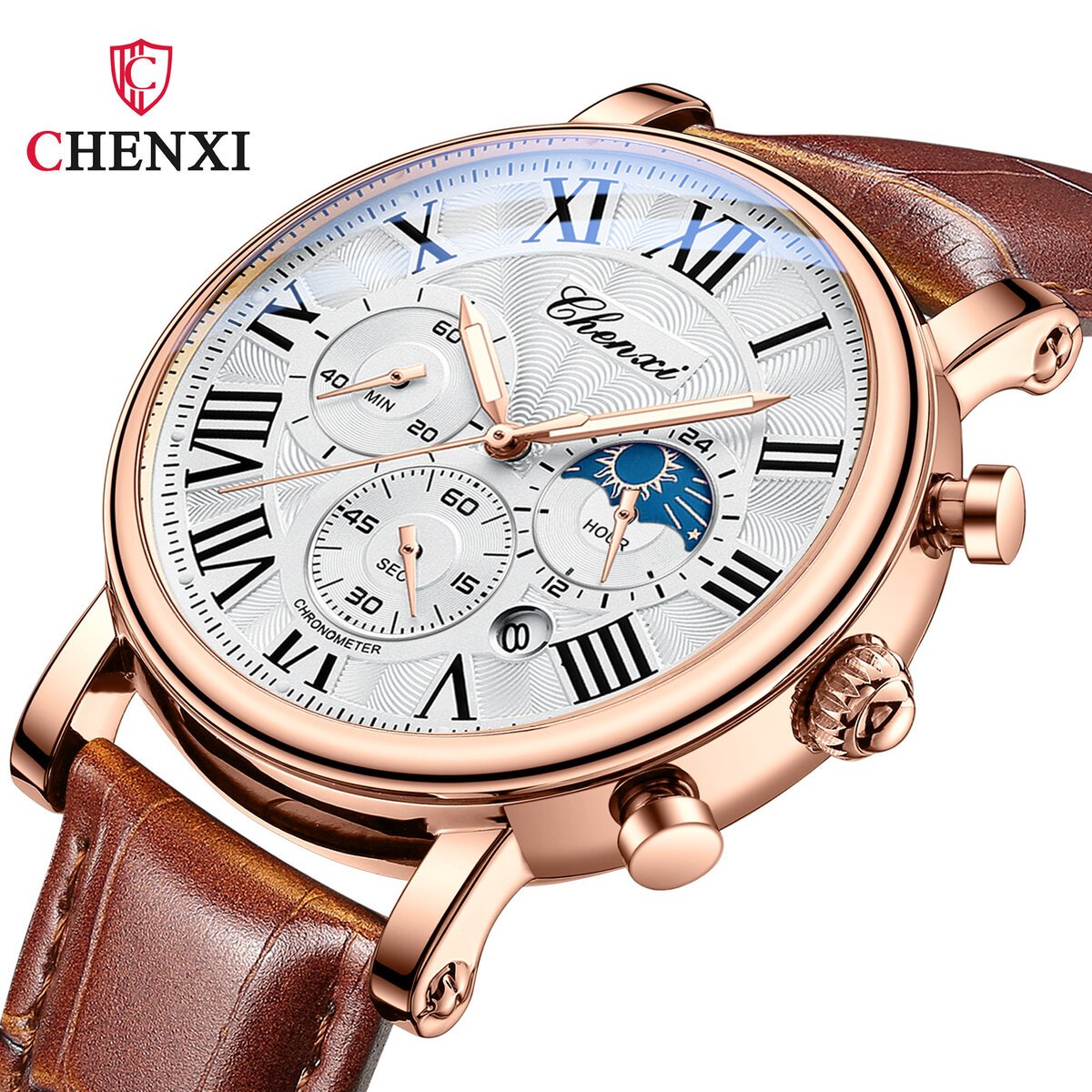 chenxi 973 men quartz watch fashion business multi function moon phase date rome analog dial leather watch for male reloj hombre chenxi 973 men quartz watch fashion business multi function moon phase date rome analog dial leather watch for male reloj hombre