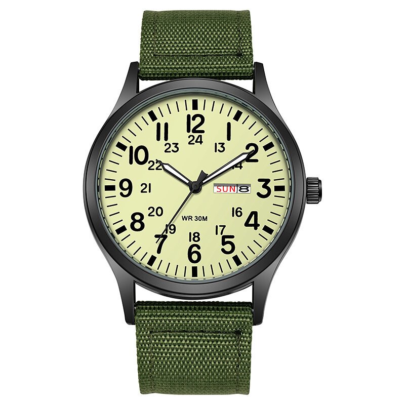2024 tpw field watch easy reading fabric strap 24 hours display quartz movement