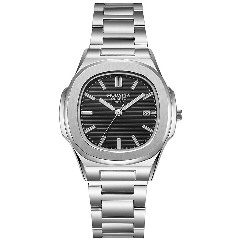 fashion luxury business square quartz watches classic stripe design dial with stainless steel band wristwatch for men fashion luxury business square quartz watches classic stripe design dial with stainless steel band wristwatch for men