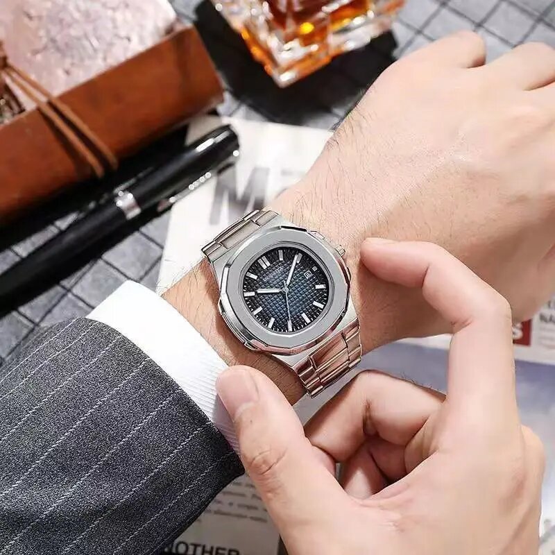 fashion luxury business square quartz watches classic stripe design dial with stainless steel band wristwatch for men fashion luxury business square quartz watches classic stripe design dial with stainless steel band wristwatch for men