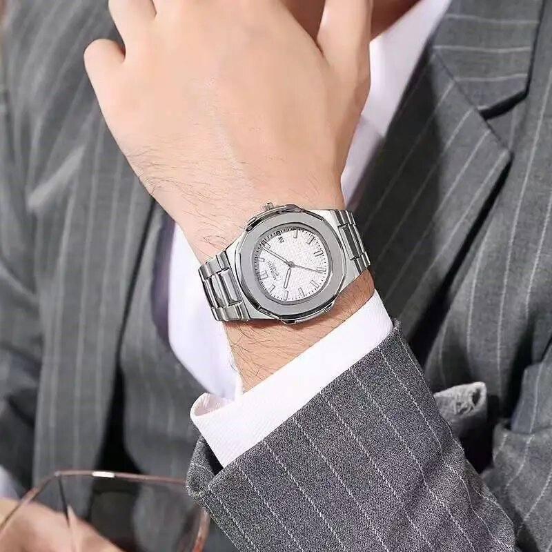 fashion luxury business square quartz watches classic stripe design dial with stainless steel band wristwatch for men fashion luxury business square quartz watches classic stripe design dial with stainless steel band wristwatch for men