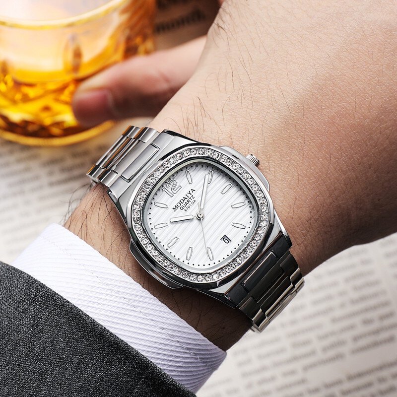 fashion luxury business square quartz watches classic stripe design dial with stainless steel band wristwatch for men fashion luxury business square quartz watches classic stripe design dial with stainless steel band wristwatch for men