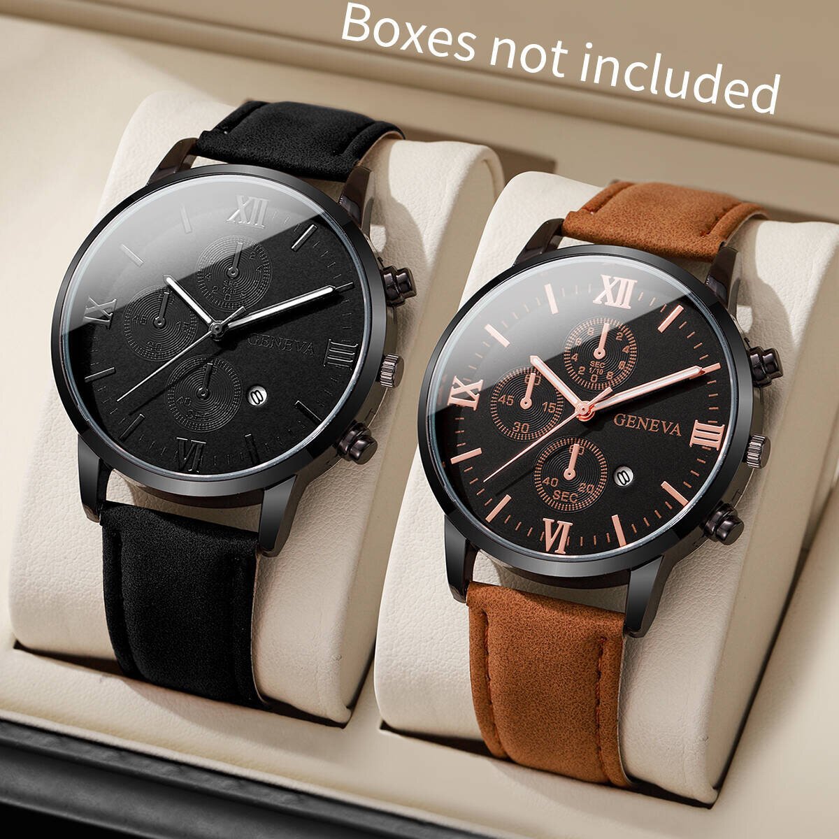 1/2pcs fashion roma dial men calendar quartz watch leather strap men's business wristwatches reloj hombre（without box）