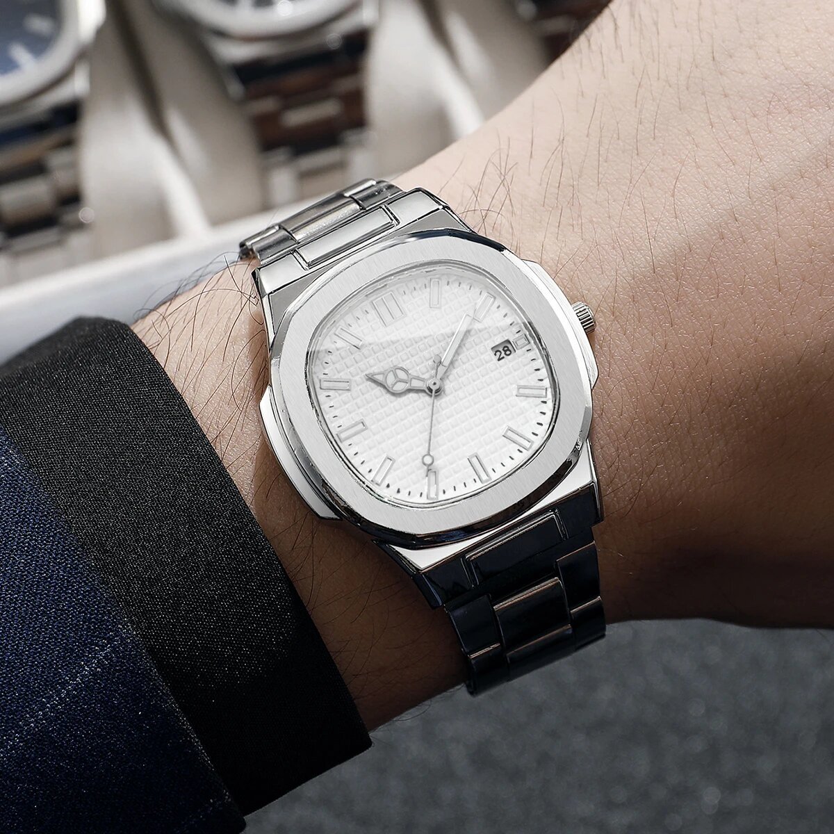 luxury square men business watches simple calendar quartz watch for mens clock(without box) luxury square men business watches simple calendar quartz watch for mens clock(without box)
