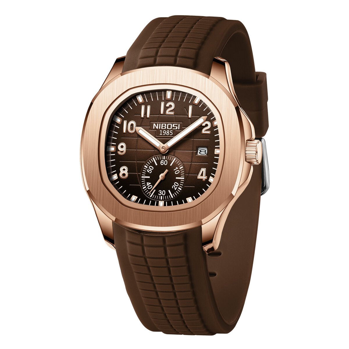 nibosi luxury men‘s watches business waterproof male clock luminous silicone band date square quartz man watches reloj hombre