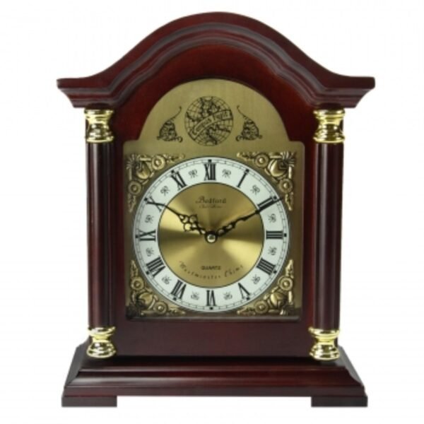 Bedford Clock Collection Redwood Mantel Clock with Chimes