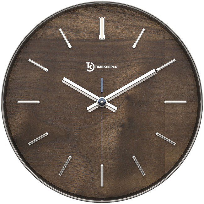 Timekeeper 11" Hastings Walnut Wall Clock With Chrome Accent