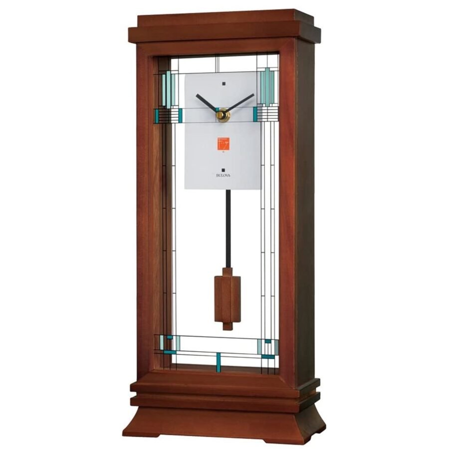 Bulova Clocks B1839 Willits Wooden Modern Mantel Clock with Pendulum Walnut