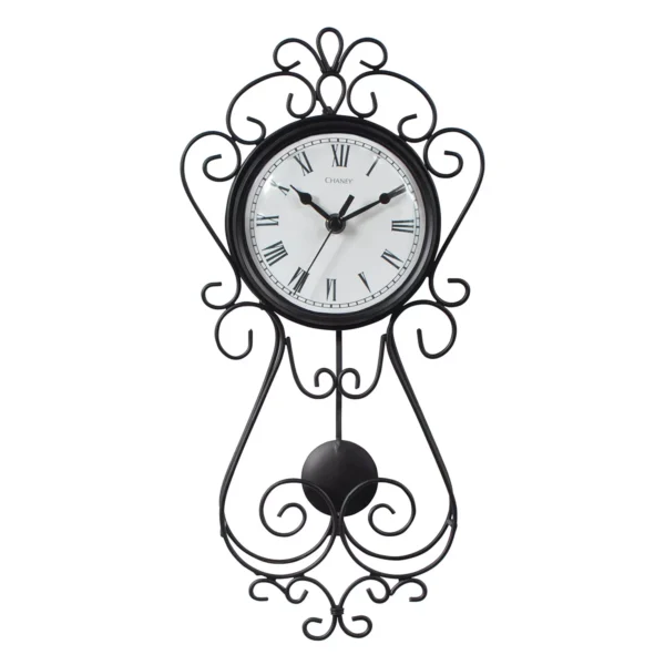 Chaney Instrument 75374 Wrought Iron Metal Pendulum Wall Clock, 16.5"