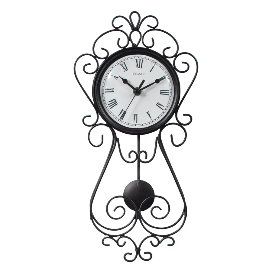 Chaney Instrument 75374 Wrought Iron Metal Pendulum Wall Clock, 16.5"