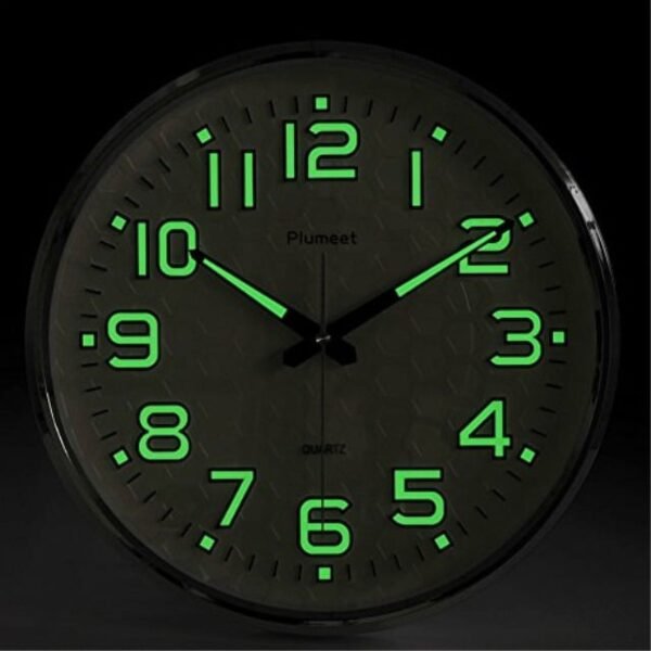 Night Light Function Plumeet 13-Inch Wall Clock with Silent Non-Ticking Night Lights for Indoor Kitchen of