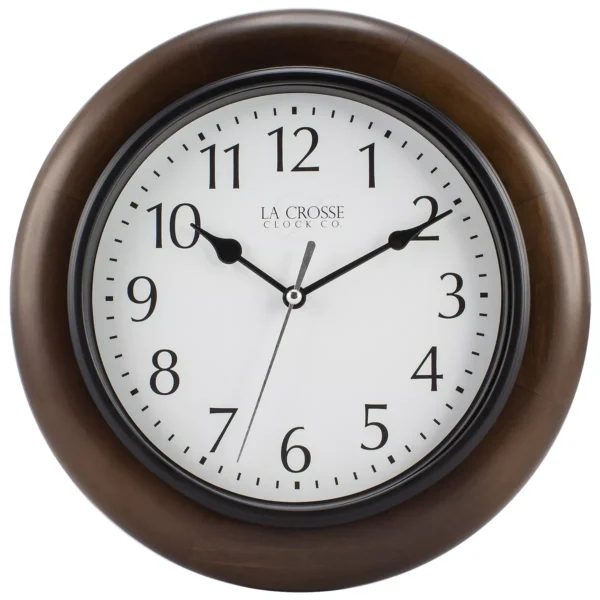 La Crosse Clock 10 In Brown Linwood Classic Analog Quartz Wood Wall Clock 404-2625