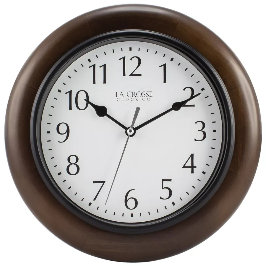 La Crosse Clock 10 In Brown Linwood Classic Analog Quartz Wood Wall Clock 404-2625