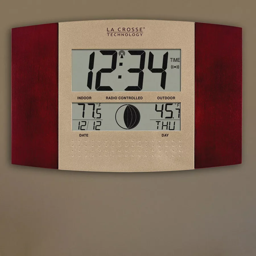 Atomic Wall Clock with Outdoor Temperature by La Crosse - 12.2 Inches Wide