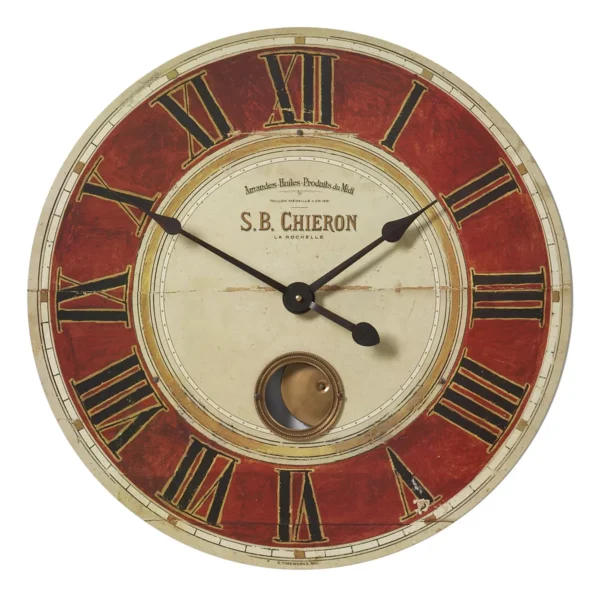 S.B. Chieron 23" Wall Clock Beige/Red