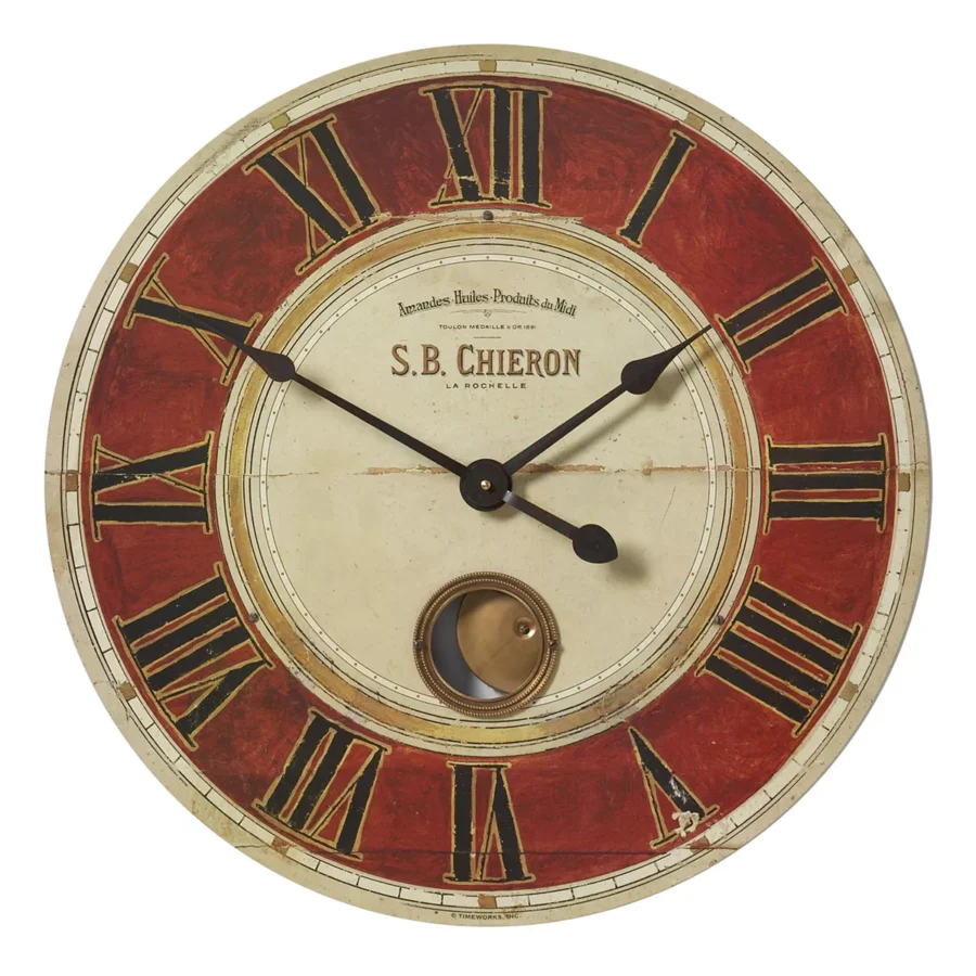 S.B. Chieron 23" Wall Clock Beige/Red