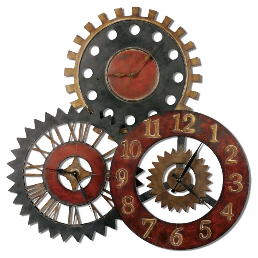 Rusty Movements Wall Clock Red/Bronze/Brass