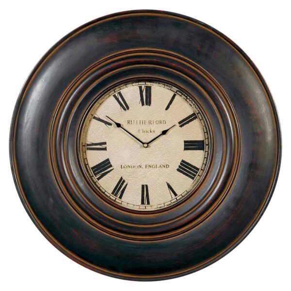 Adonis 24" Wooden Wall Clock Distressed Black