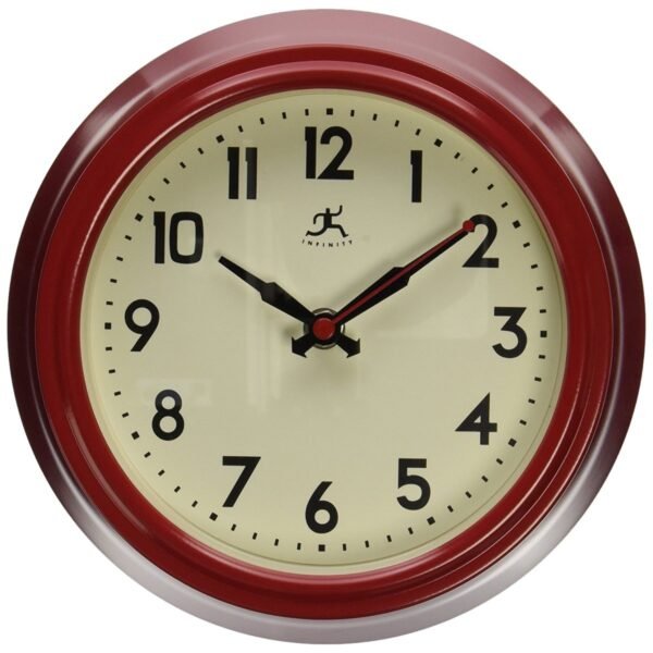 Infinity Instruments 8" Retro Diner Red Silent Wall Clock